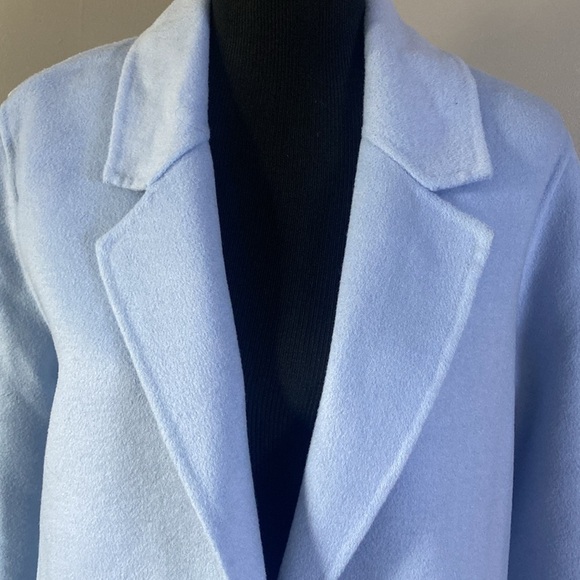 Rachel Zoe Light Blue Wool Blend Open Front Jacket Coat Lightweight Sz L NWT - Picture 2 of 9